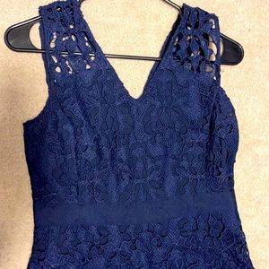 navy v neck lace cocktail dress